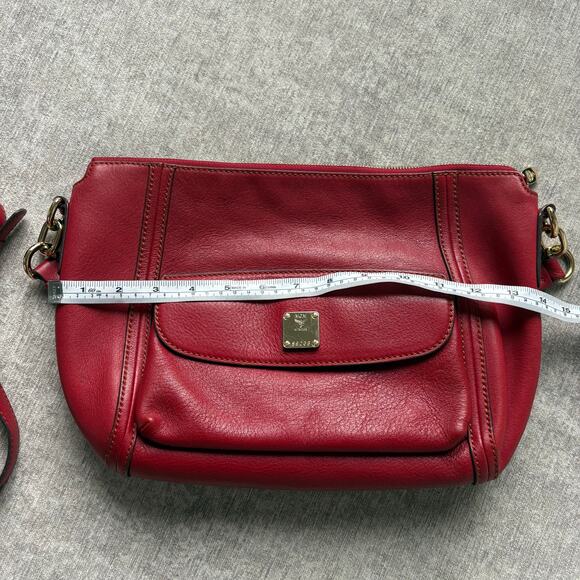 Authentic MCM Red Leather Shoulder Bag - Picture 5 of 8